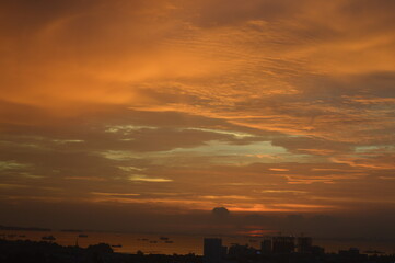 Sunset view in the middle of the city