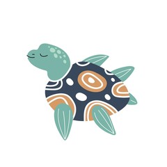 Cute cartoon sea turtle. Can be used for kids clothes design, prints and posters.