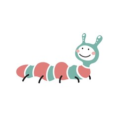 Cute cartoon caterpillar. Can be used for kids clothes design, prints and posters.