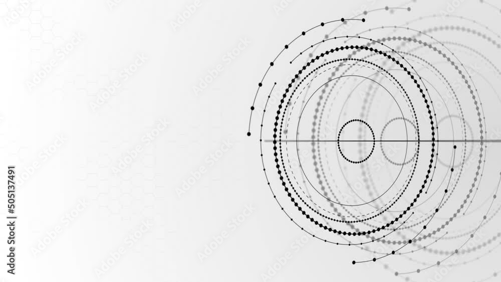Poster gray tech loop animation background with a geometric 3d hud structure. clean, minimal design with si