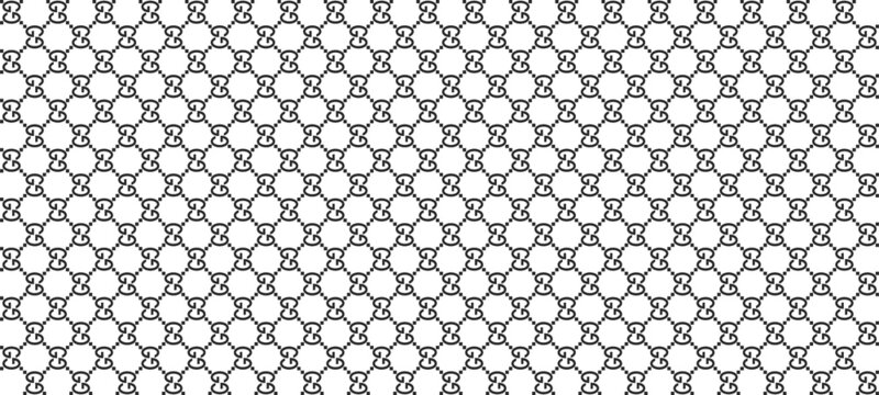 Vinnytsia, Ukraine - May 16, 2022: Gucci Luxury seamless pattern. Famous clothing brand Gucci. Editorial use only