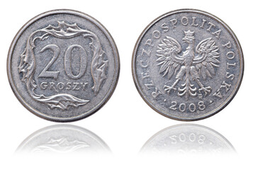 Coin 20 pennies, Poland, 2008