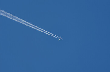 plane flying in the sky, traces