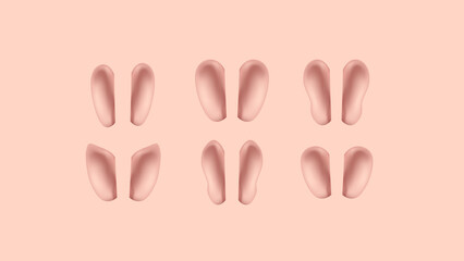 Fototapeta na wymiar Set of Ears. 3D graphic Ears Shapes. Vector illustration