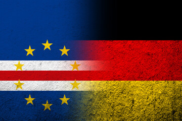 The national flag of Germany with Cape Verde National flag. Grunge background