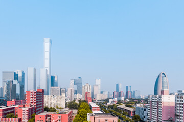Sunny day scenery of high-rise buildings in Beijing CBD, China