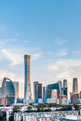 Sunny day scenery of high-rise buildings in Beijing CBD, China