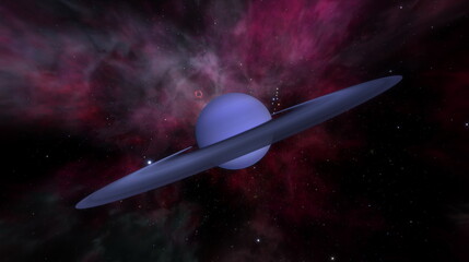 Saturn rings Fantastic planet. Gas giant planet with an asteroid ring around its orbit in space. Space science fiction. 3d render © angel_nt