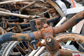 Bikes and rusty metal salvaged from the water