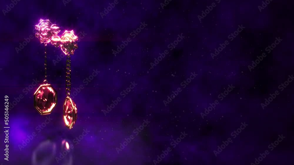 Poster beautiful gold shackles with red ruby gem gem stones rotate, fictitious - loop video