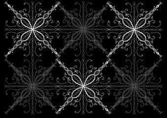 Create flower lines and curves pattern, design for Tiles, wallpaper, Fabric Seamless Illustration black and white tone