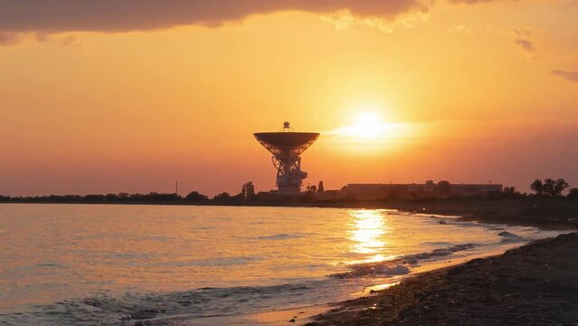 Sunset timelapse over the sea. Evpatoria, Crimea.