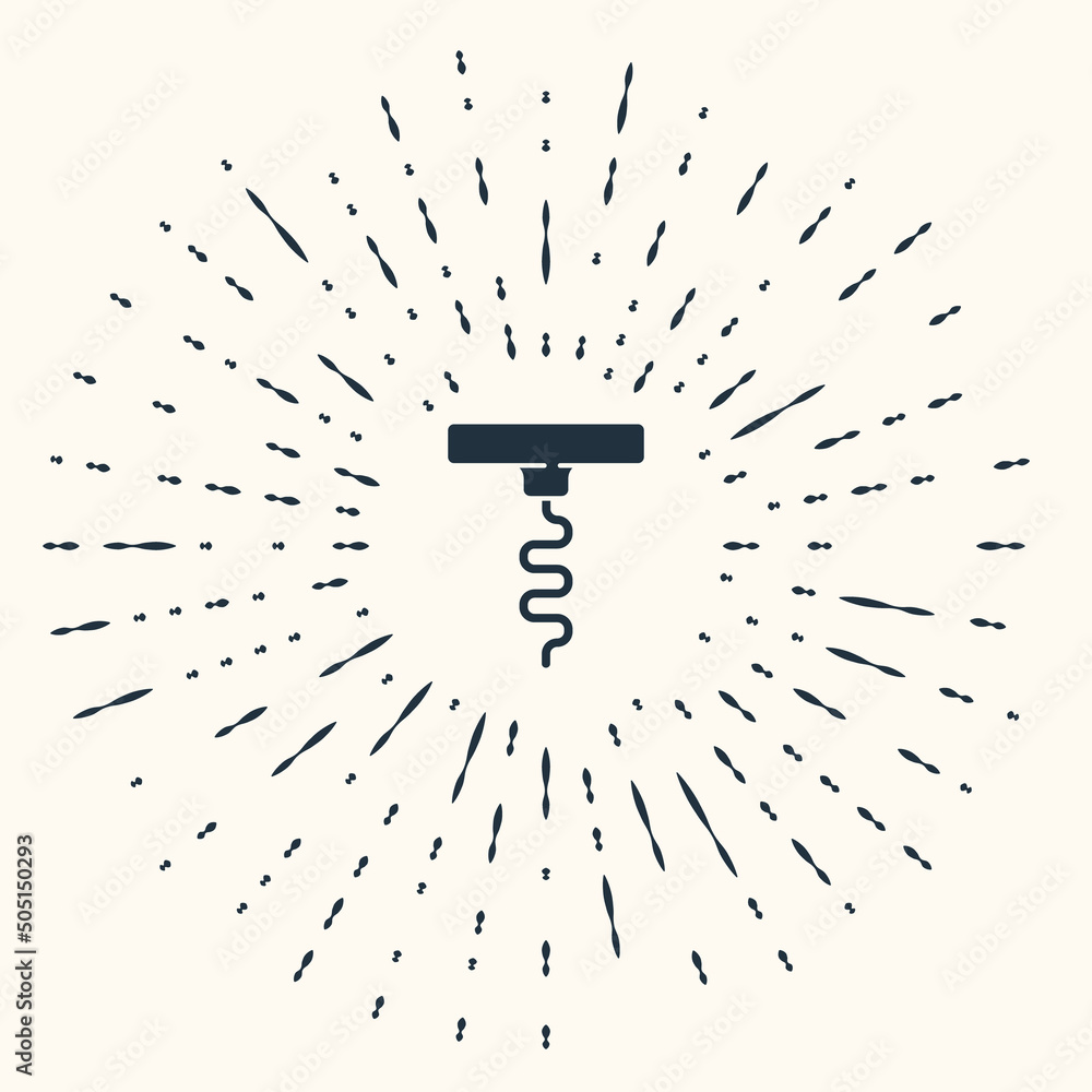 Poster grey wine corkscrew icon isolated on beige background. abstract circle random dots. vector