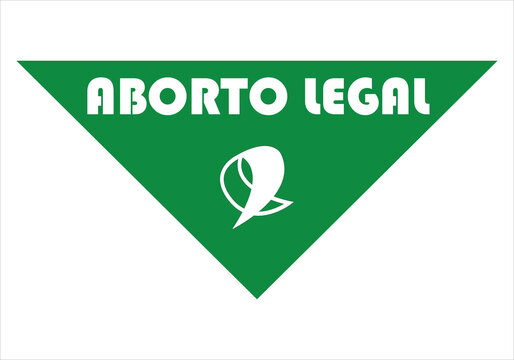 Pañuelo verde con el símbolo del aborto legal y seguro y leyenda en el pañuelo. Interrupción del embarazo