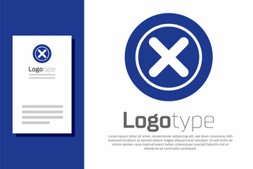 Fototapeta na wymiar Blue X Mark, Cross in circle icon isolated on white background. Check cross mark icon. Logo design template element. Vector