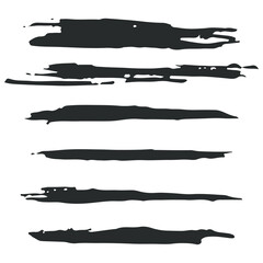 Black brushes vector set isolated on a white background.