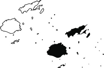 Basis silhouettes on white background. Map of Fiji