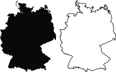 Basis silhouettes on white background. Map of Germany