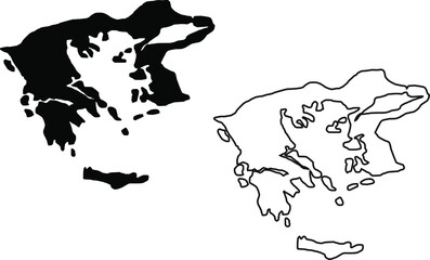 Map of Greece. Basis silhouettes on white background