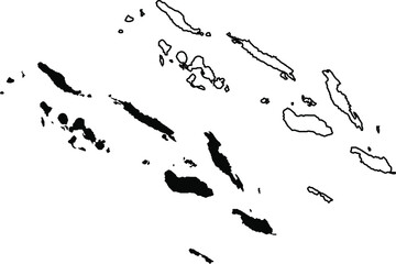 Map of  Solomon Islands. Basis silhouettes on white background