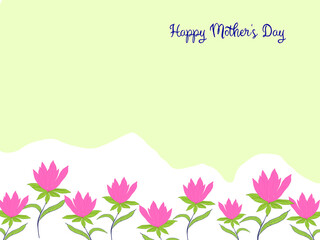 Happy mother's day card with spring flowers on light background. Spring greeting card with place for text