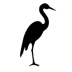 Vector hand drawn doodle sketch heron silhouette isolated on white background