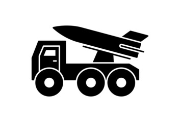 Missile launcher truck black vectror icon