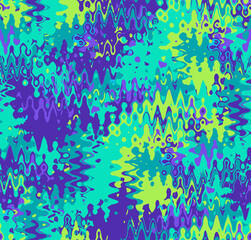 Fototapeta na wymiar Digital futuristic seamless pattern. Modern technological multicolored design with liquid shapes and wavy lines. Decorative backdrop for web design, wrapping paper, fabric print and card.