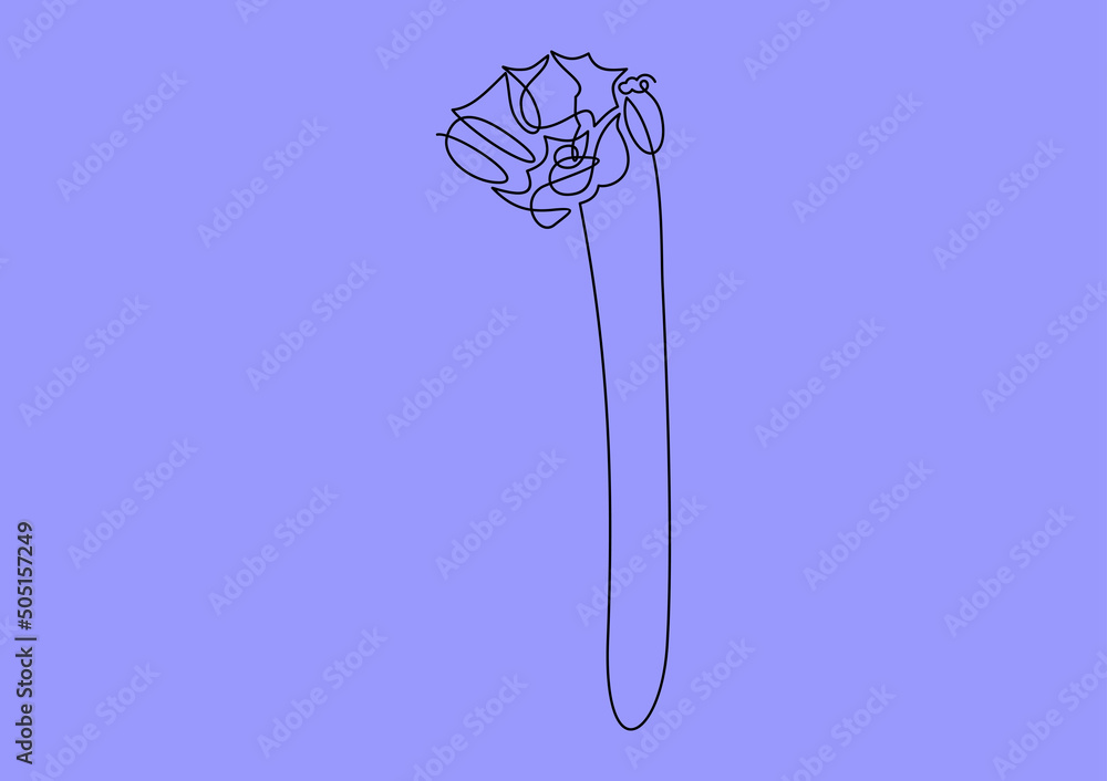 Poster poppy. continuous line - vector.background line drawing