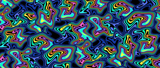 Digital futuristic seamless pattern. Modern technological multicolored design with liquid shapes and wavy lines.  Decorative backdrop for web design, wrapping paper, fabric print and card.