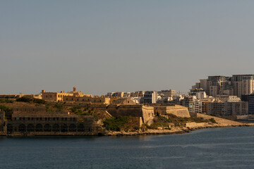 Fototapeta na wymiar Seaside view of Valetta Harbor in Malta