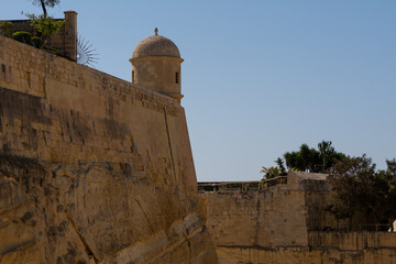 Watchtower of the historic fortifications of the City of Valetta on the Island of Malta