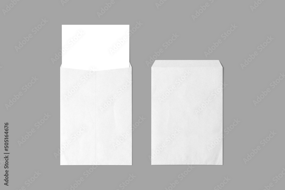 Poster blank c4 envelope mockup and blank letterhead presentation template, isolated background. front and 