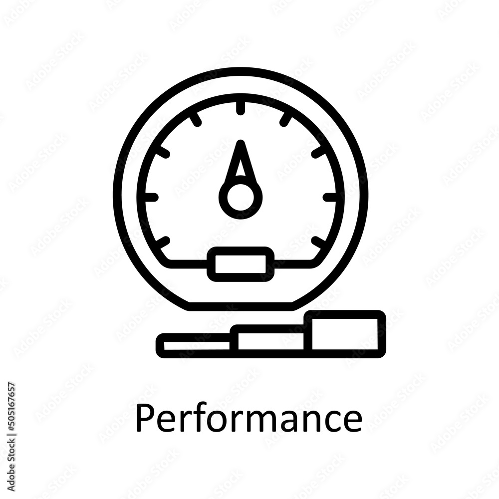 Poster performance vector outline icon design illustration. artificial intelligence symbol on white backgro