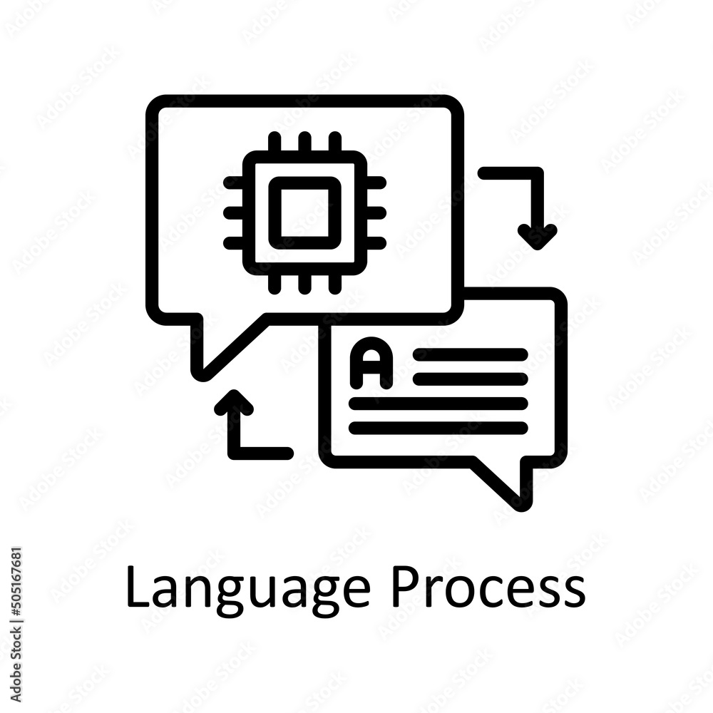 Poster language process vector outline icon design illustration. artificial intelligence symbol on white ba