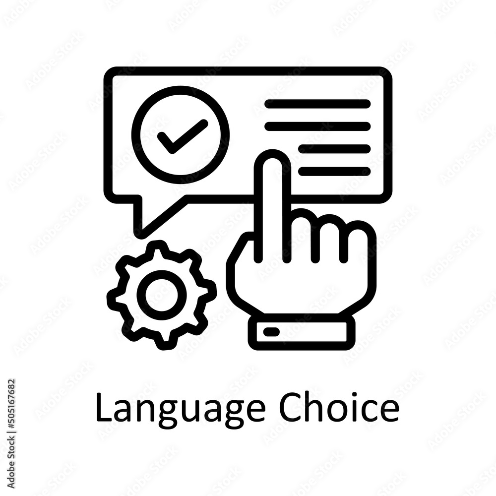 Aufkleber language choice vector outline icon design illustration. artificial intelligence symbol on white bac