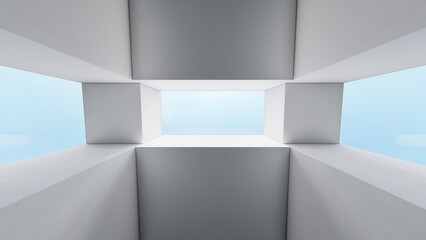 Fototapeta premium Architecture background geometric shapes in design interior 3d render
