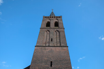 Fototapeta na wymiar Back Side Tower Grote Kerk Church At Hilversum At Amsterdam The Netherlands 23-2-2022