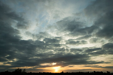 Autumn Sunset with altocumulus clouds. Kildare Ireland