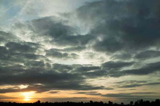 Autumn Sunset with altocumulus clouds. Kildare Ireland