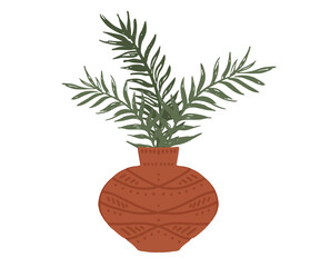 Obraz na płótnie Canvas Home decor with plants, hand drawn illustration.