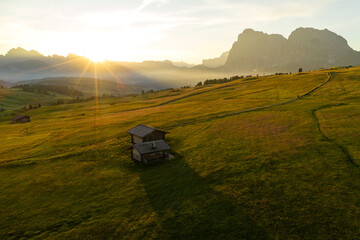Fototapeta premium Aerial view of the grand landscape of the Dolomites