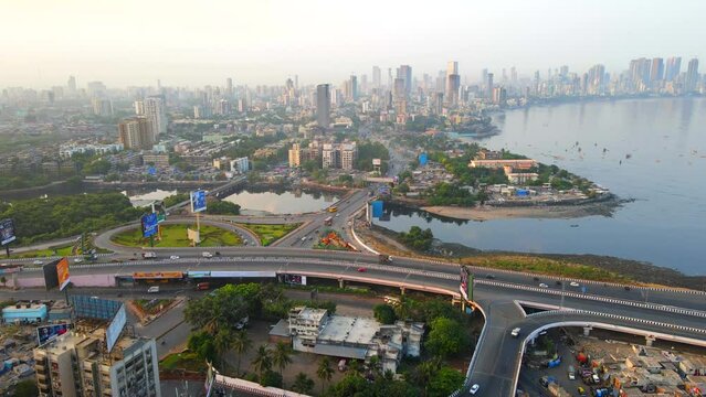 Bandra bandra Western Express Highway warli sea-link top view