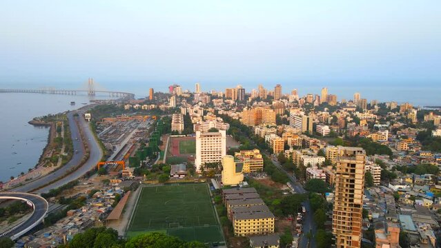 bandra western express way top bird eye view sunset sunrise warli sealink