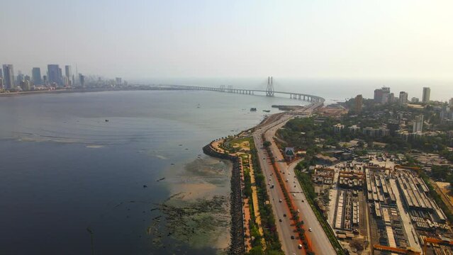bandra western express way top bird eye view sunset sunrise warli sealink