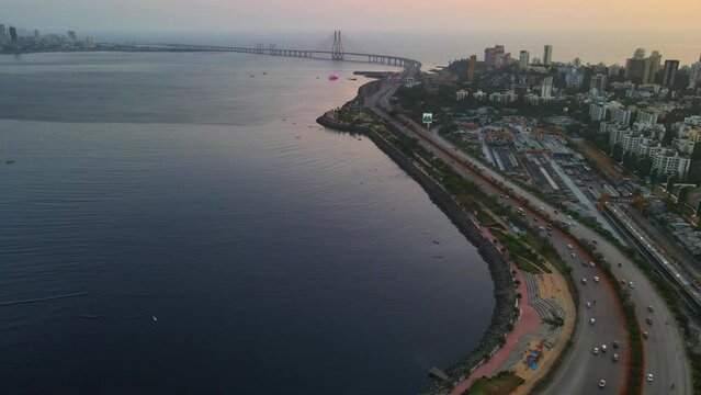 bandra western express way top bird eye view sunset sunrise warli sealink