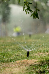 Automatic irrigation of lawn by splashing water