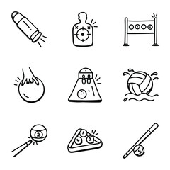 Hand Drawn Icons of Ball Games