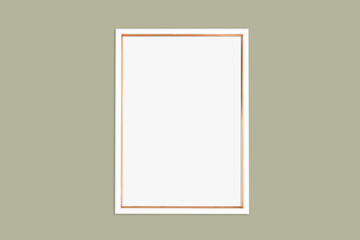 Vertical white and gold frame on a khaki background