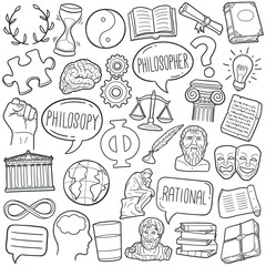 Philosophy Doodle Icons. Hand Made Line Art. Rational Clipart Logotype Symbol Design. - obrazy, fototapety, plakaty